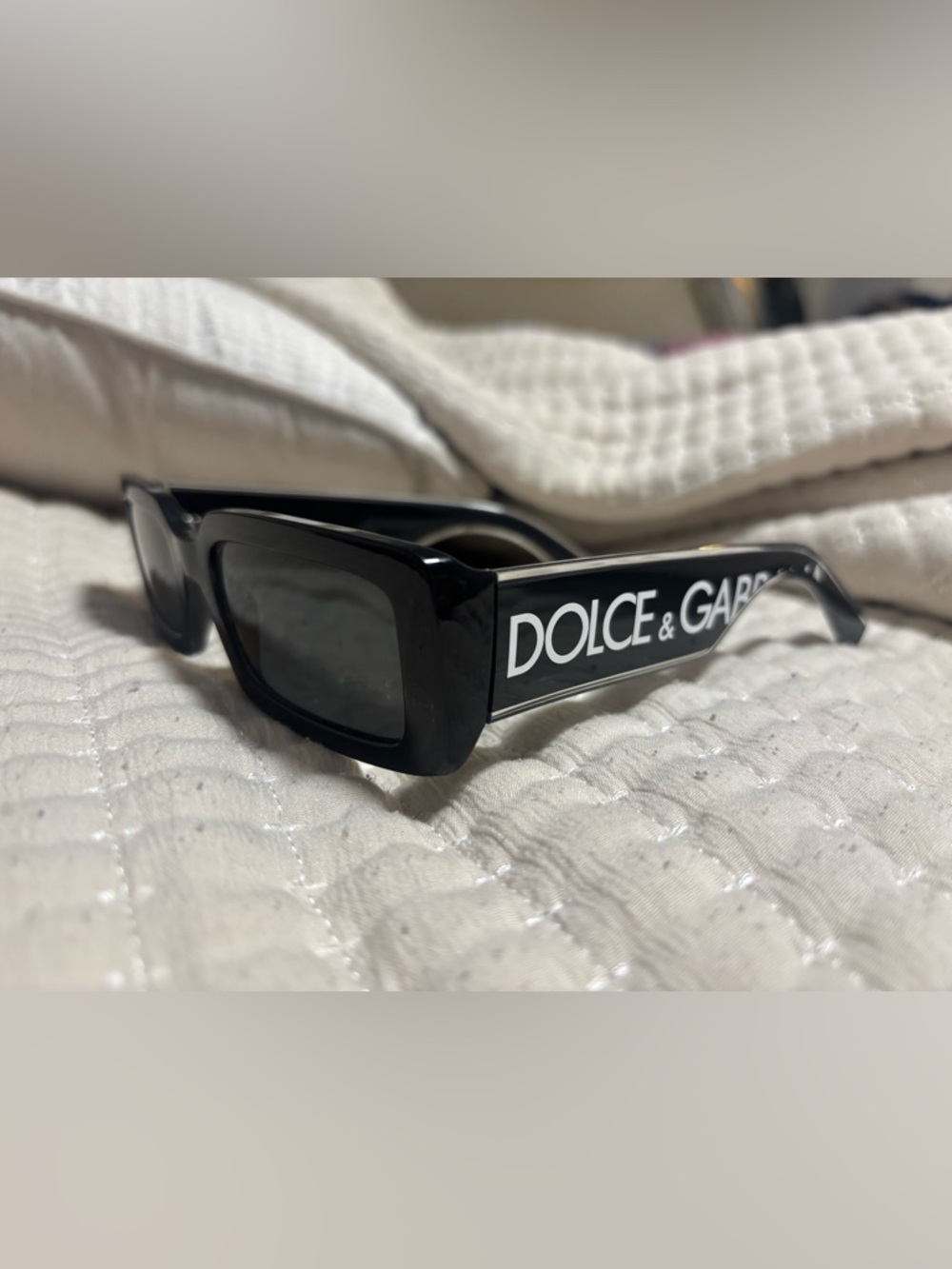 Dolce & Gabbana Black Sunglasses with White Logo Temples